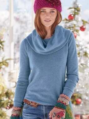 Sundance Sweet Sentiments Cashmere Cowl Neck Sweater Blue M